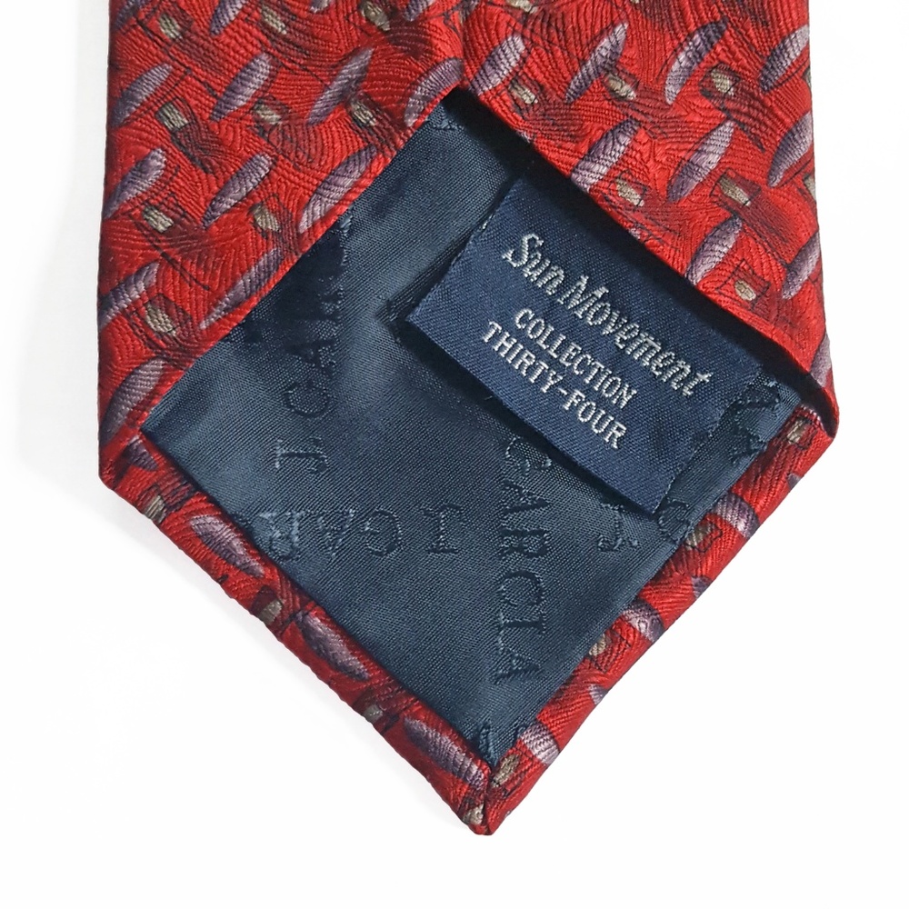 J. Garcia Sun Movement Mens Novelty Silk Tie Red - Picture 6 of 7